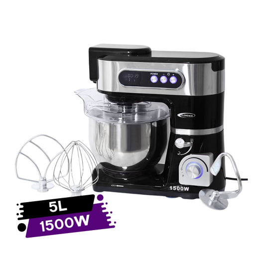 [SM6409E-GO-Noir] Robot Pétrin Florence 5L 1500W Noir avec Afficheur Digital