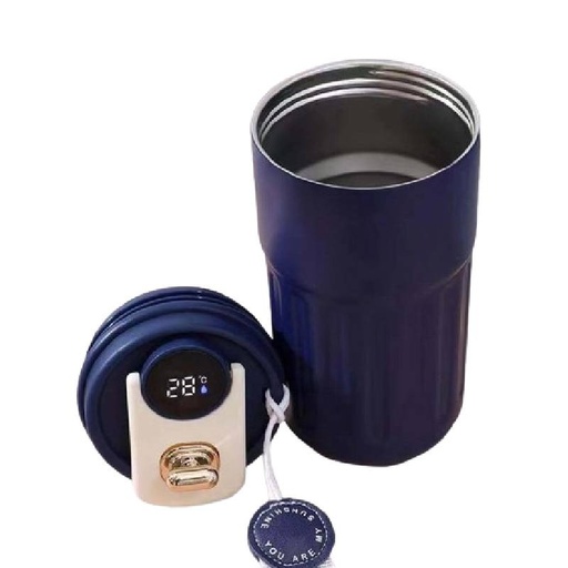 [THC3633-GO-Bleu] Tasse à Café Numérique avec Affichage de la Température LED, en Acier Inoxydable Bleu