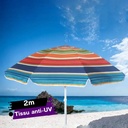 Parasol de plage en tissue anti UV -  2 Mètres- Multicolore