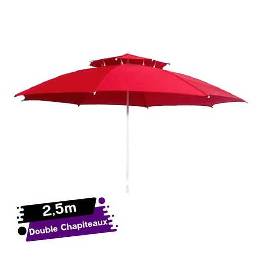 Parasol De Plage Double Chapiteaux- 2,5 Mètres - En tissue anti UV