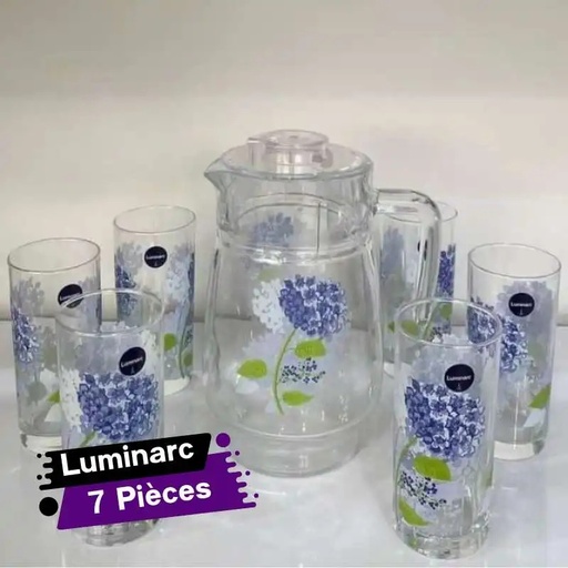 [SVLH-7GO] Service à Boisson 7 Pièces Luminarc-HORTENSIA Bleu