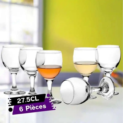 [STVK-2GO] SET de 6 Coupes en Verre UNI-GLASS KOUROS 27.5 cl