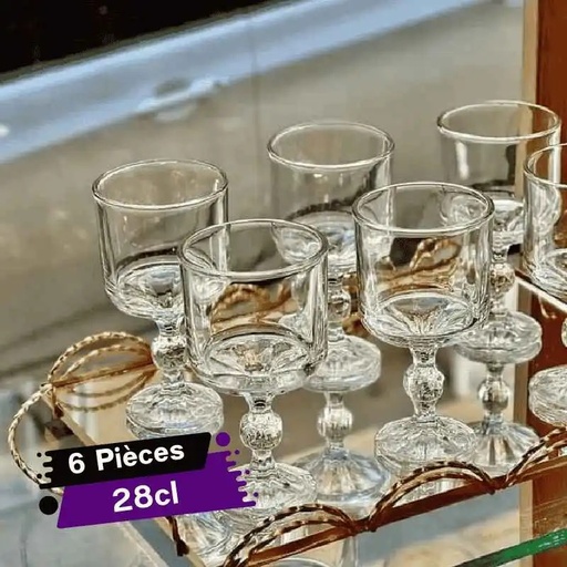 [AZLD-28GO] Coffret de 6 coupes en verre LUX DIAMOND 28cl-Azur Glass