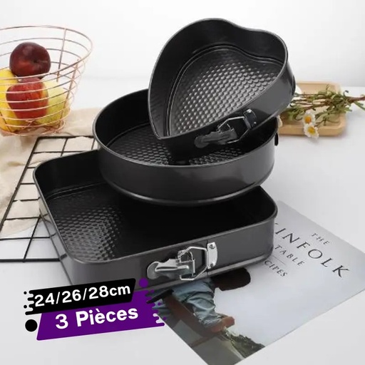 [LMGN-3GO] Lot de 3 Moules à Gâteau 24/26/28 cm