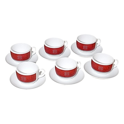[LCVTTR-22GO] Luminarc Coffret De 6 Verres à Café Tasse et Sous Tasses – RUBIS 22 CL