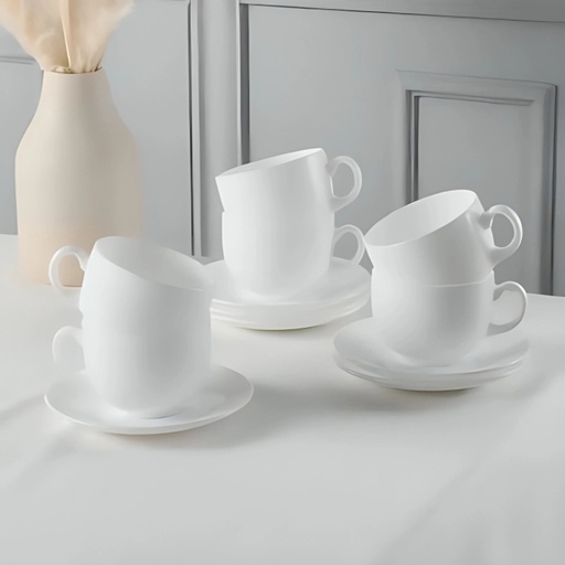 [LCVTTE-9GO] Luminarc Coffret De 6 Verres à Café Tasse et Sous Tasses Essence Blanc 9 CL