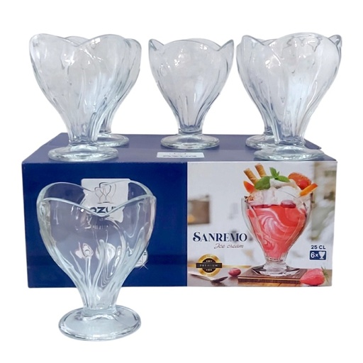 [AGCGS-6GO] AZUR GLASS Coffret De 6 Coupes Glace SANRMEO 25 cl