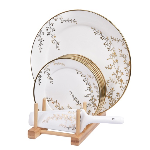 [JD7826-GO] Service Gâteaux En Porcelaine Golden House 9 Pièces