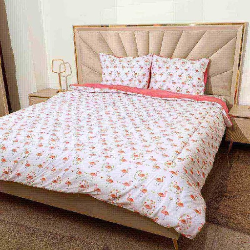 [MV02-flamant rose] Couette 2 Places 100% Coton 190x235Cm-flamant rose