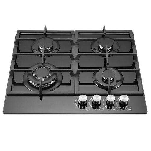 [FH-6094GBGO-Noir] Plaque De Cuisson 4 Feux À Gaz Avec Fonte FLORENCE 59 X 50 Cm