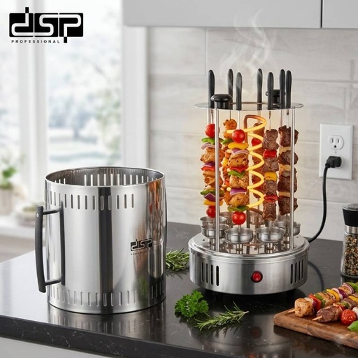 [KB4010-GO] Barbecue Électrique Vertical DSP 8 Fourchettes 1500W – Rotation Automatique